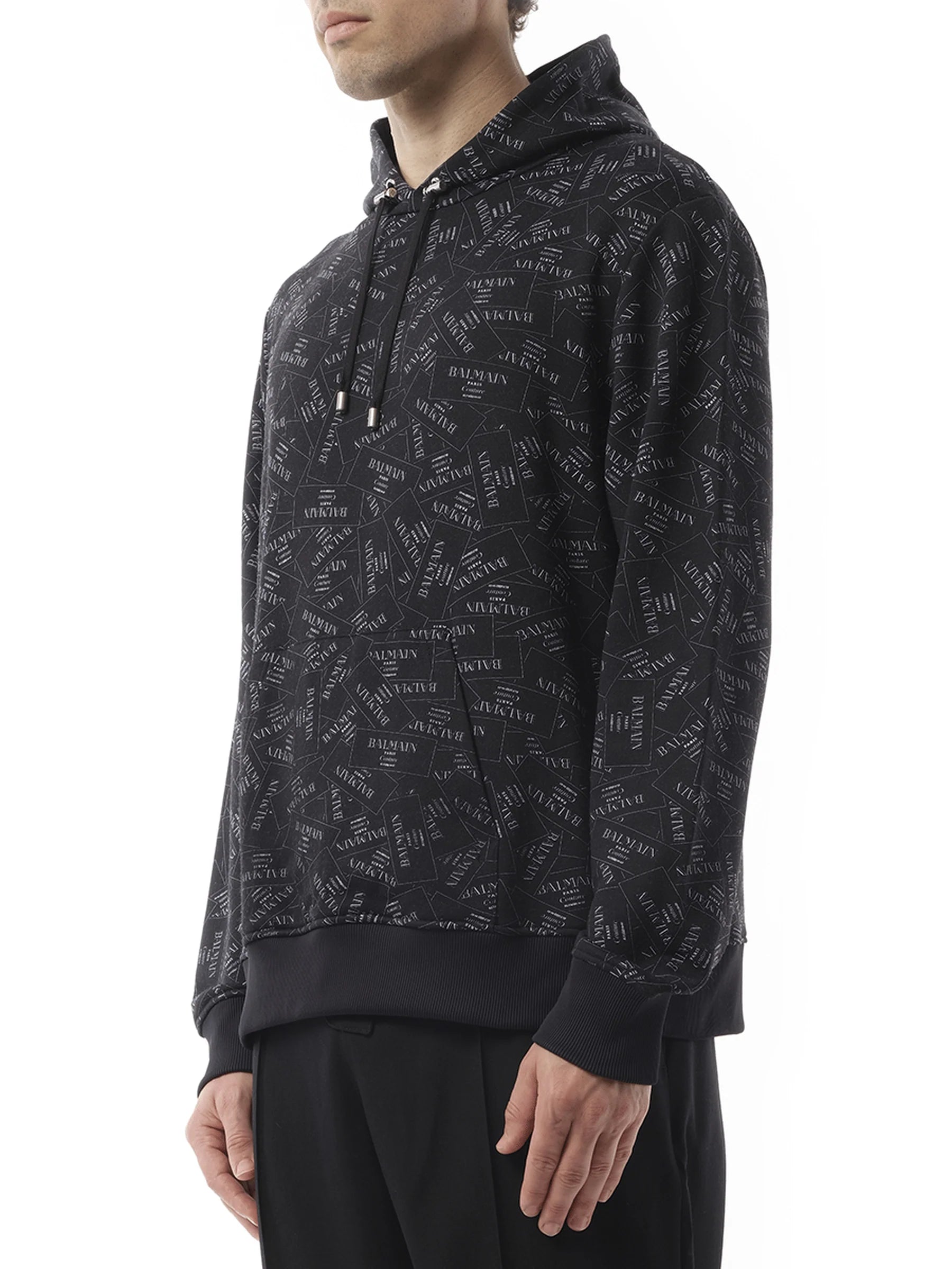 Allover Couture Label Hoodie in Black/White