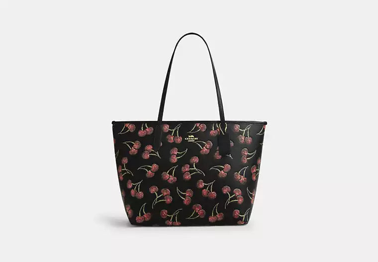 City Tote Bag With Cherry Print