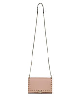 Pink Leather Shoulder Bag with Studs