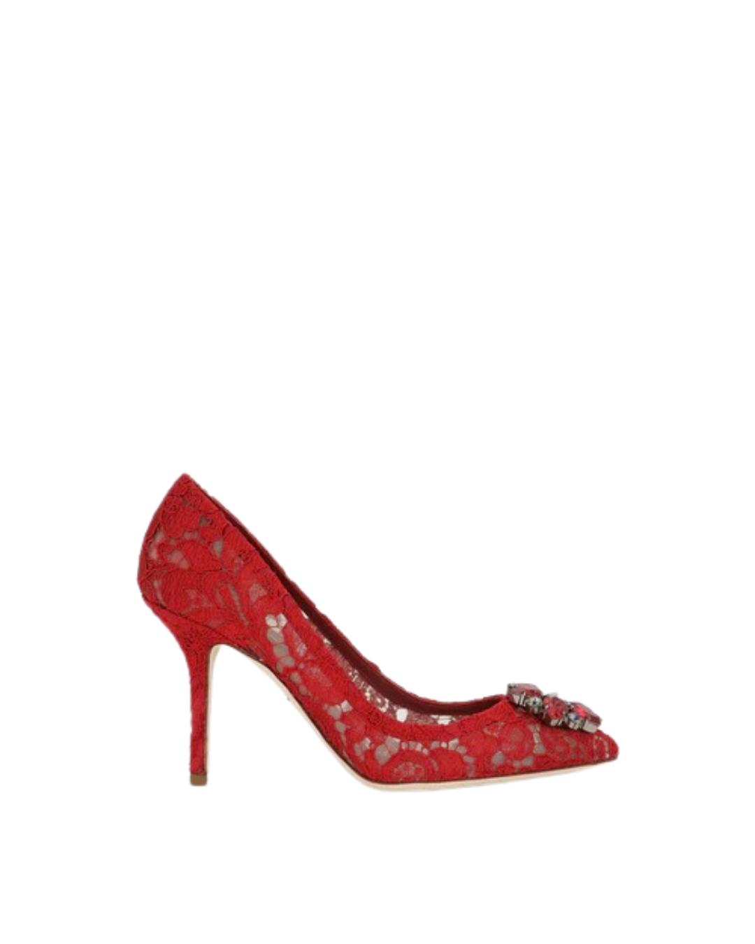 Lace rainbow pumps with brooch detailing