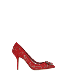 Lace rainbow pumps with brooch detailing