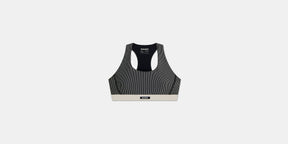 Striped Cadence™ Run Bra - Black with Chalk