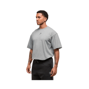 Gymshark Power T-Shirt Oversized Fit Charcoal Core Marl/Trail Green