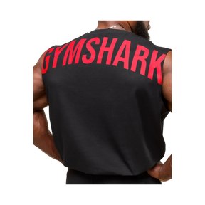 Gymshark Power Cut Off Tank Oversized Fit Black/Conditioning Red