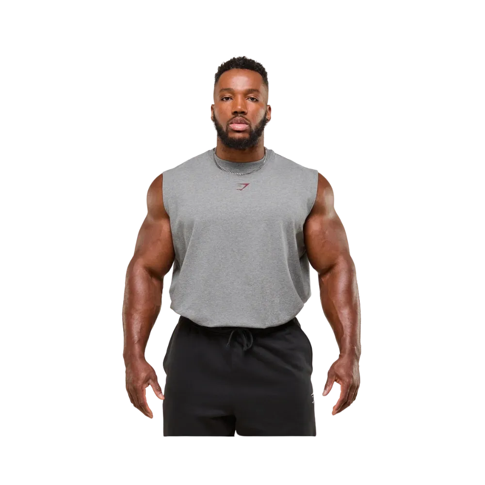 Gymshark Power Cut Off Tank Oversized Fit Charcoal Core Marl