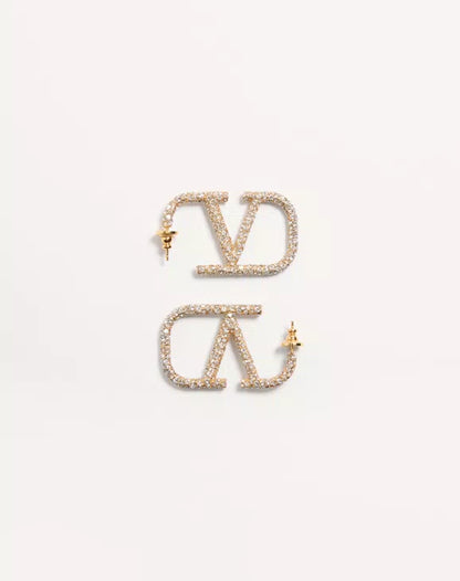 Vlogo Signature Earrings In Metal And Swarovski Crystals