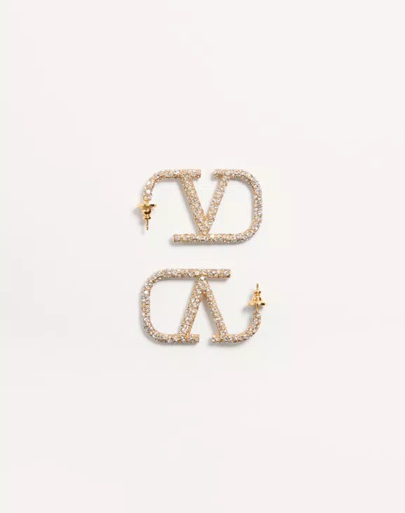 Vlogo Signature Earrings In Metal And Swarovski Crystals
