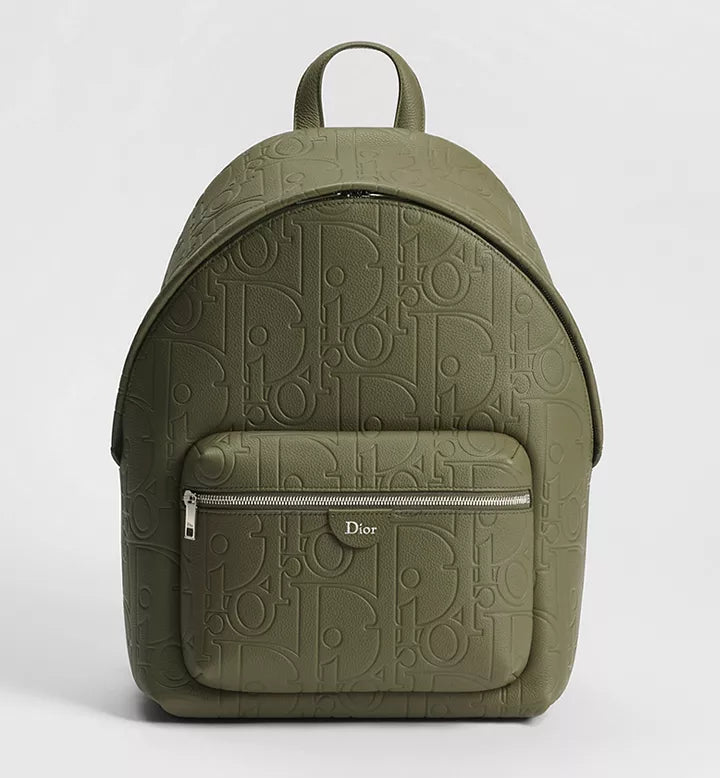Dior Rider Zipped Backpack Khaki Dior Gravity Grained Leather