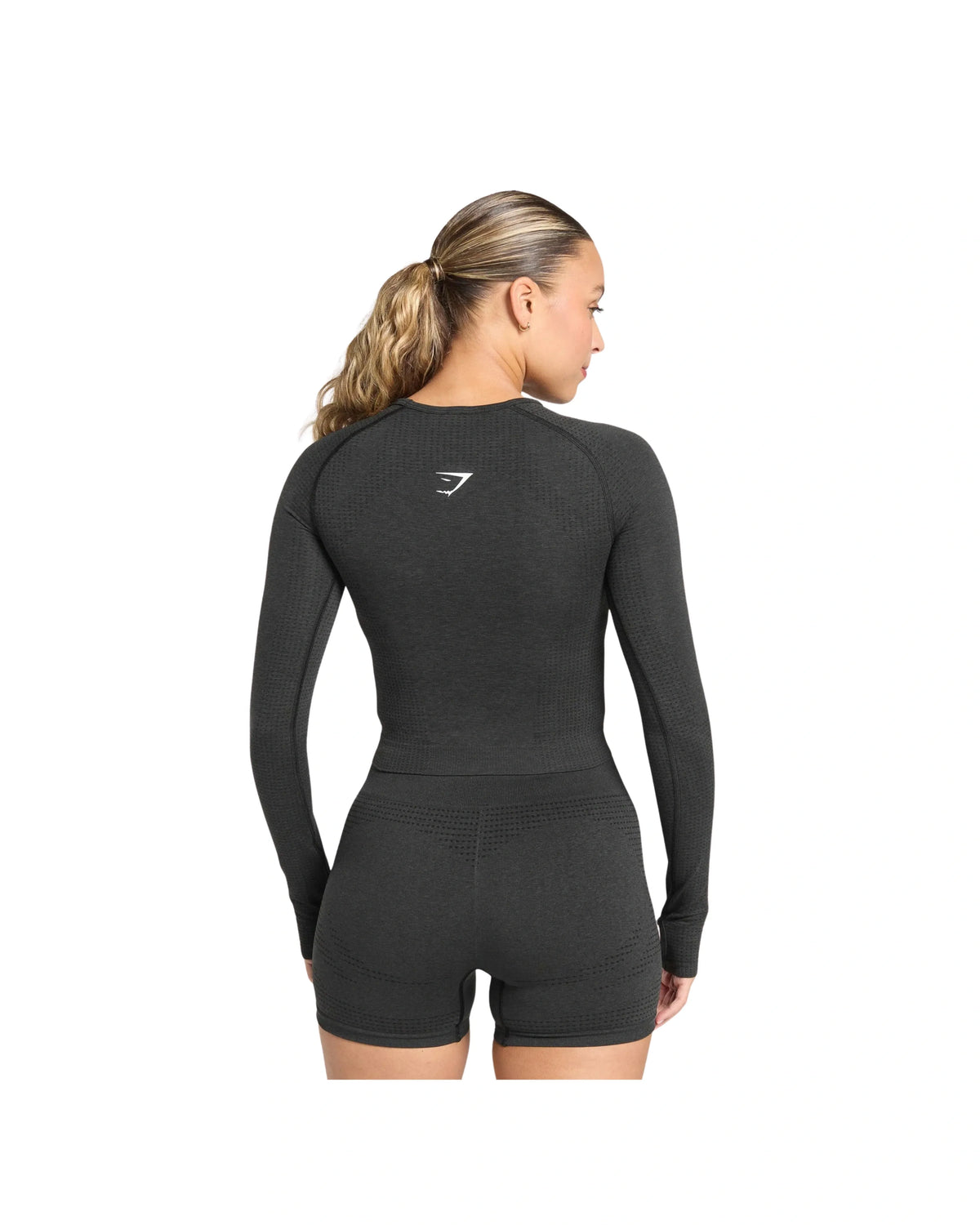 Gymshark Vital Long Sleeve Cut Out Top Black Marl