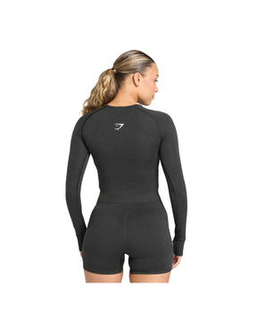 Gymshark Vital Long Sleeve Cut Out Top Black Marl