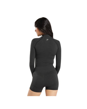 Gymshark Vital Midi Zip Up Jacket Black Marl