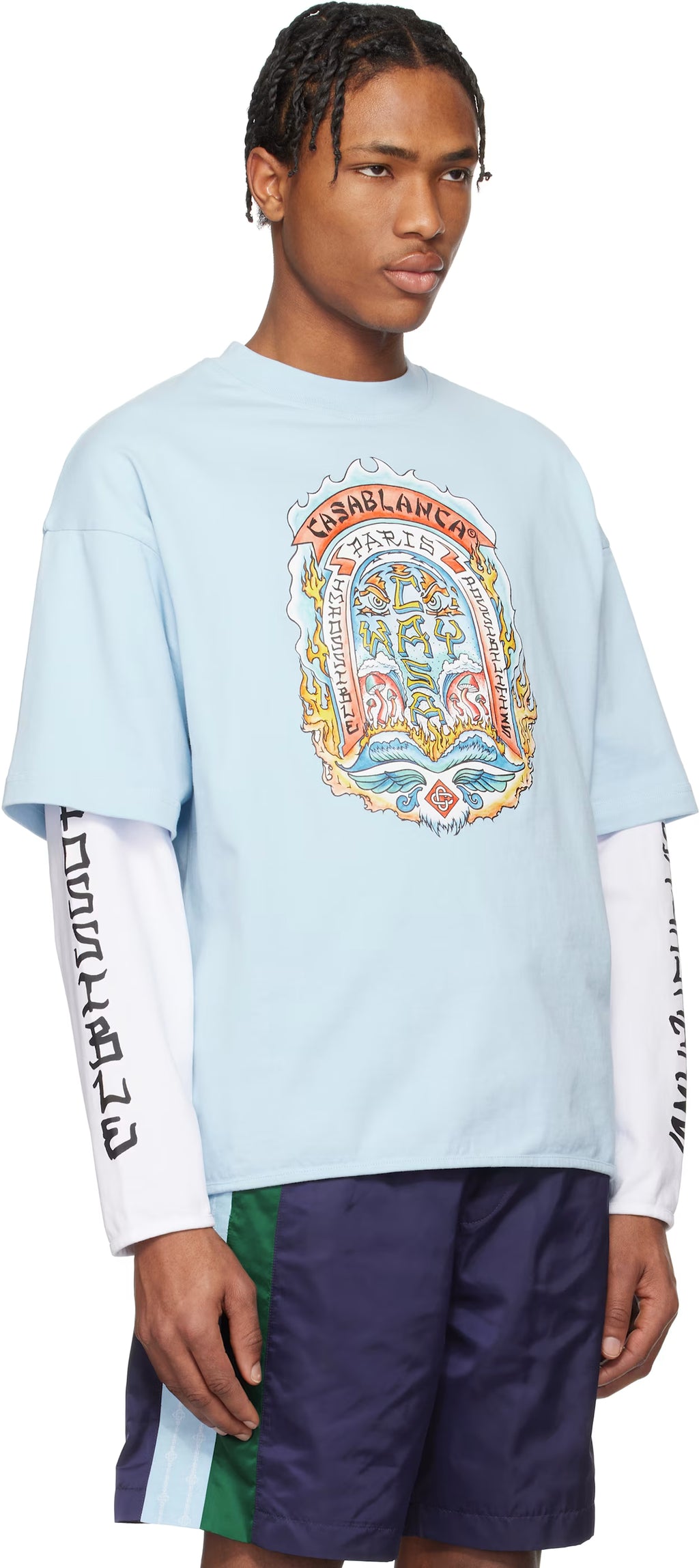 Blue 'Casa Way' Skate Double Layer T-shirt