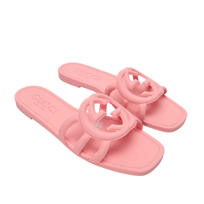 Gucci Interlocking G Pink Slide Sandals
