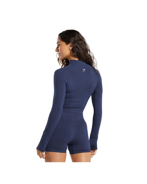 Gymshark Vital Midi Zip Up Jacket Heavy Blue Marl