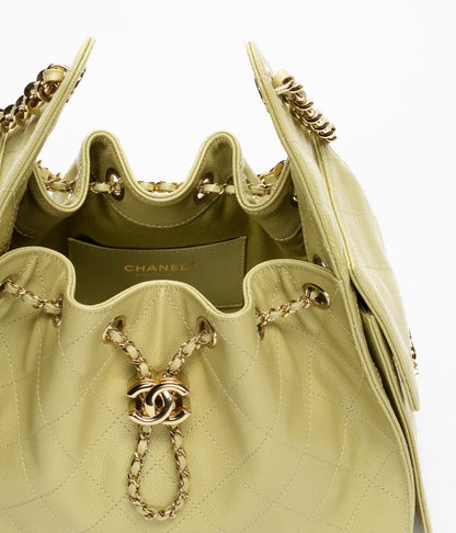 CHANEL 25 Small Handbag Grained Calfskin & Gold-Tone Metal Green