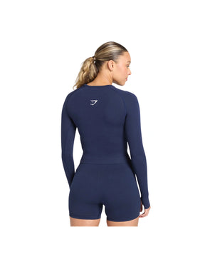 Gymshark Vital Long Sleeve Cut Out Top Body fit Heavy Blue/Marl