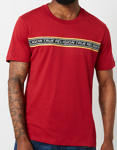 TRUE RELIGION CONTRAST TAPING TEE
