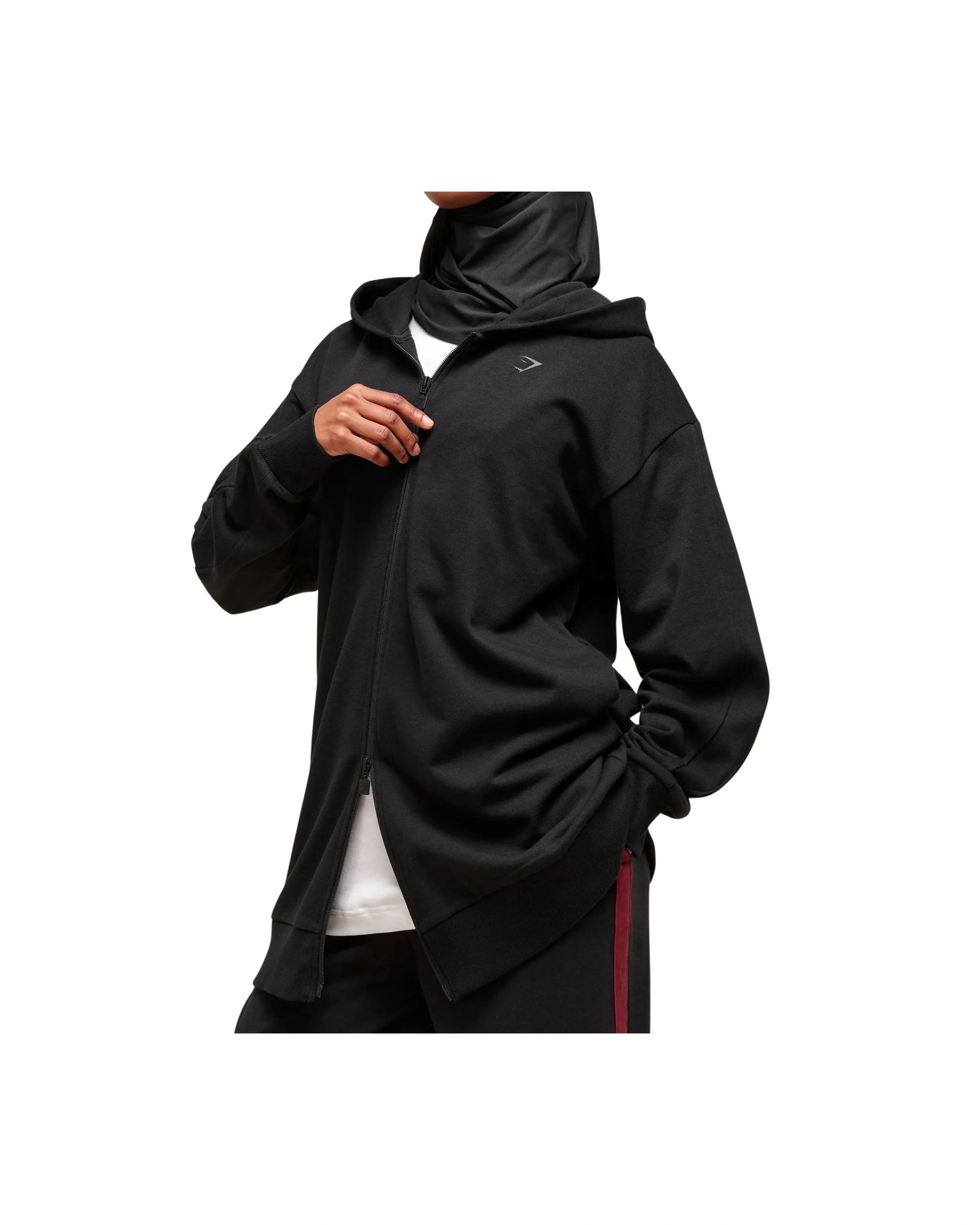 Gymshark Covered Longline Zip Up Hoodie oversized fit Black