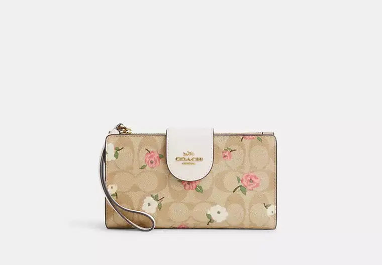 Coach Phone Wallet In Signature Canvas With Floral Print - Wallets | Shop From The Mirage