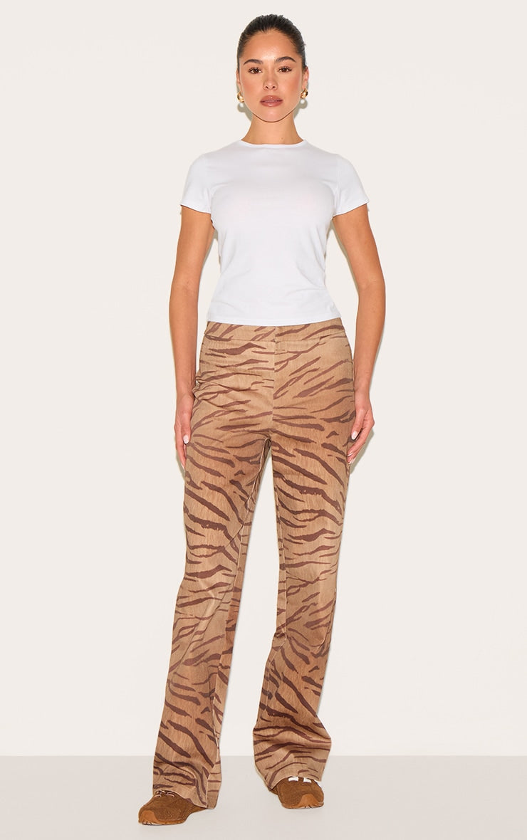 Brown Tiger Printed Trousers