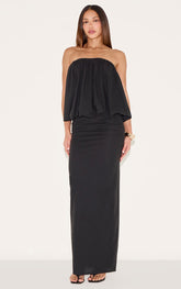 Tall Black Linen Look Maxi Skirt