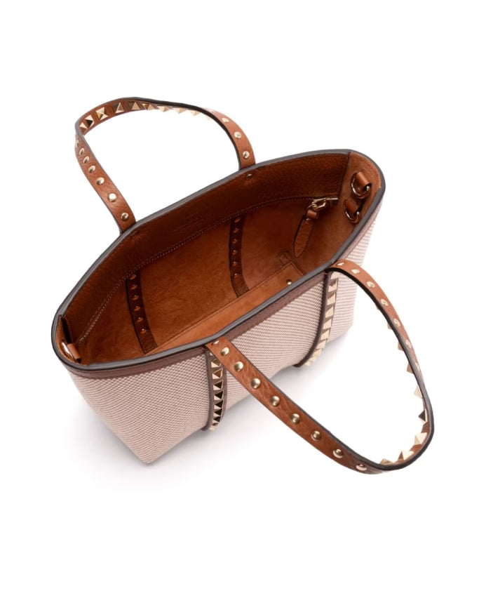 Brown Leather Shoulder Bag with Studs