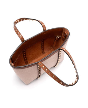 Brown Leather Shoulder Bag with Studs