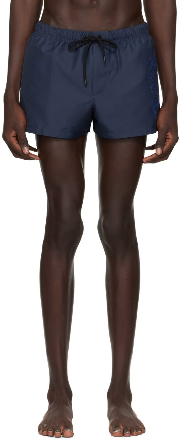 Versace Underwear Navy Cartouche Swim Shorts