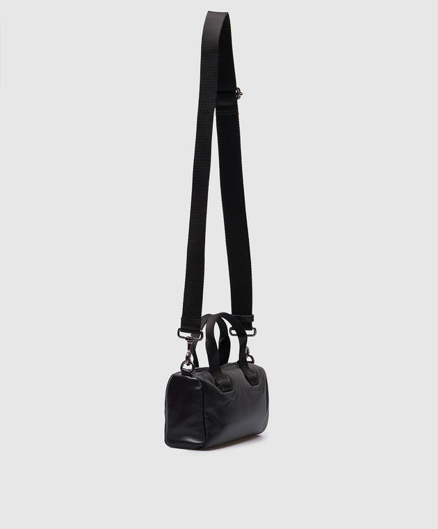 Black leather bag with logo