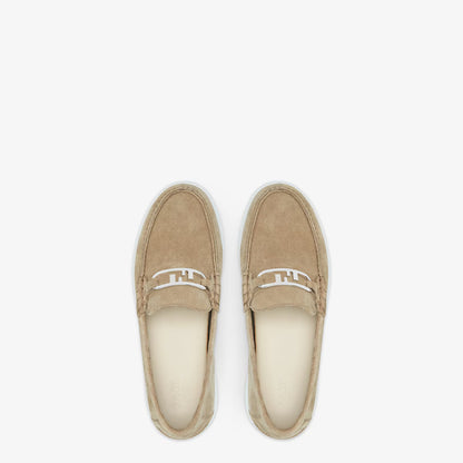 Beige suede loafers