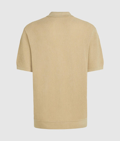 Short-sleeved knit polo shirt