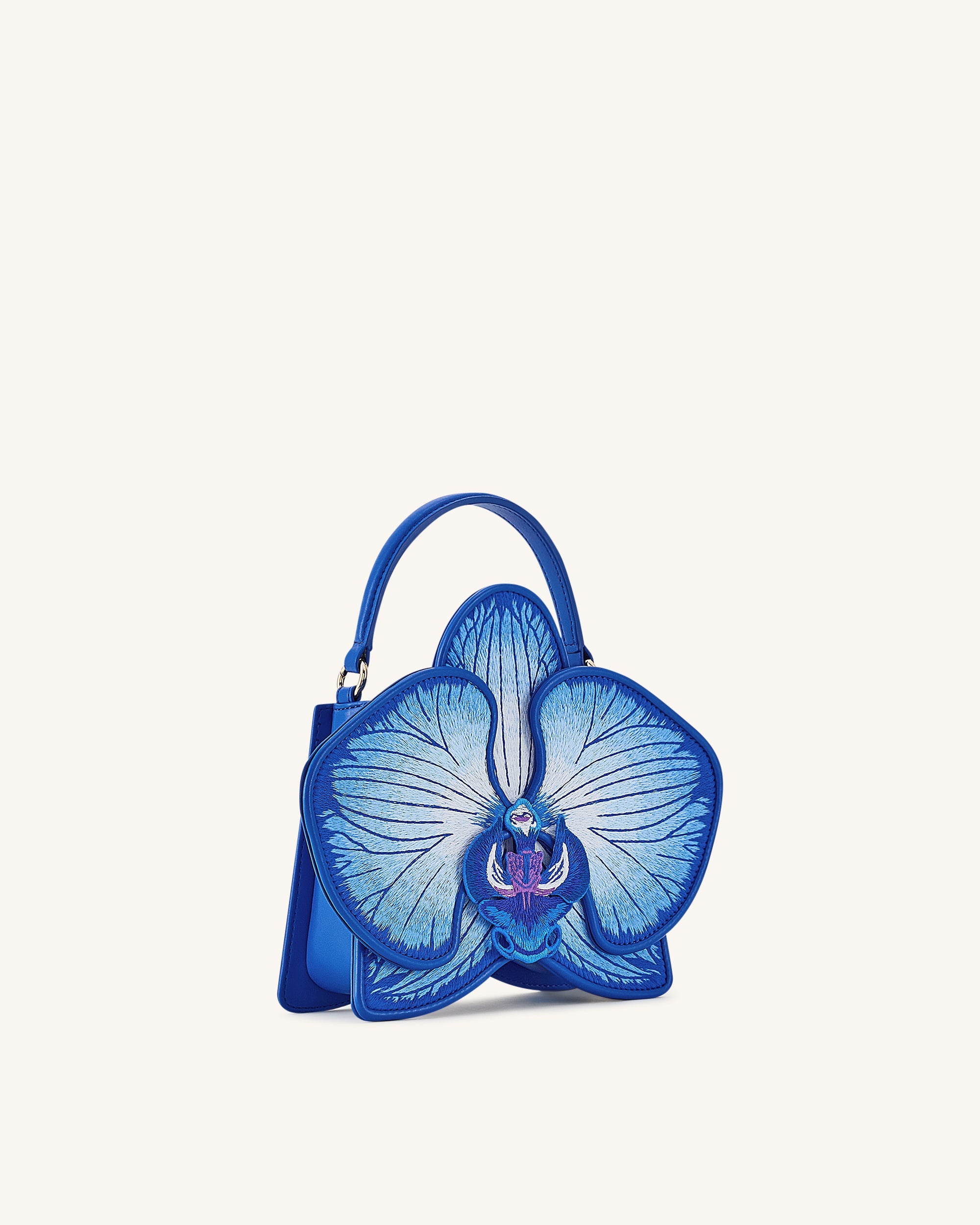 Flora Orchid Shaped Top Handle Bag - Blue