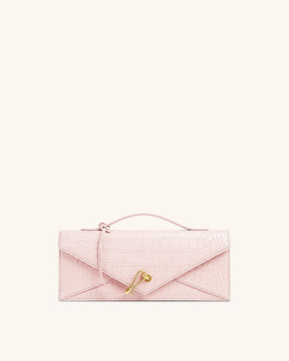 Celeste Envelope Top Handle Bag - Olive Green Lizard Texture