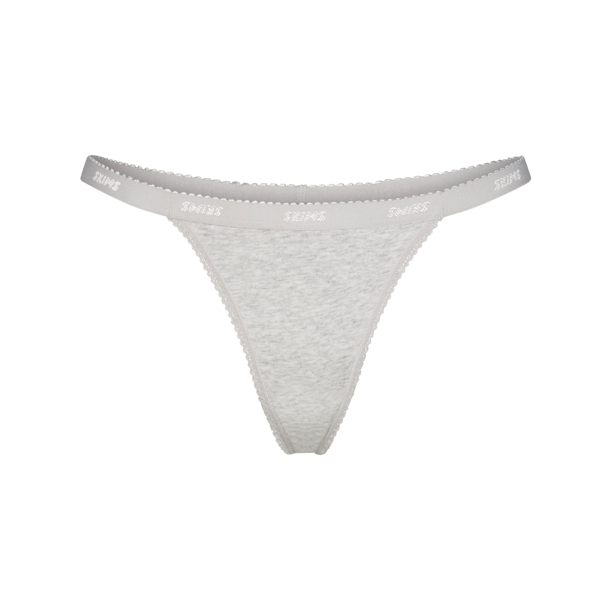 Lightweight Cotton Logo Picot Thong