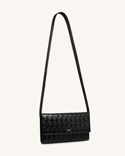 Woven Texture Flap Wallet - Chocolate