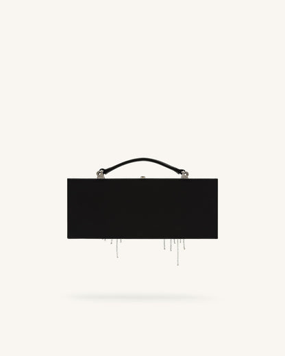 Vera Bead Decoration Rectangular Clutch Bag - Black