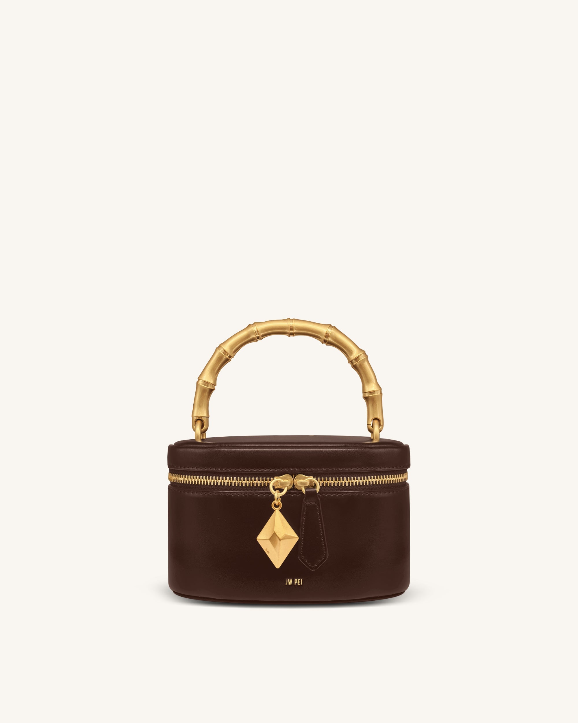 Natalie Metal Geometric Pendant Handle Bag - Burgundy