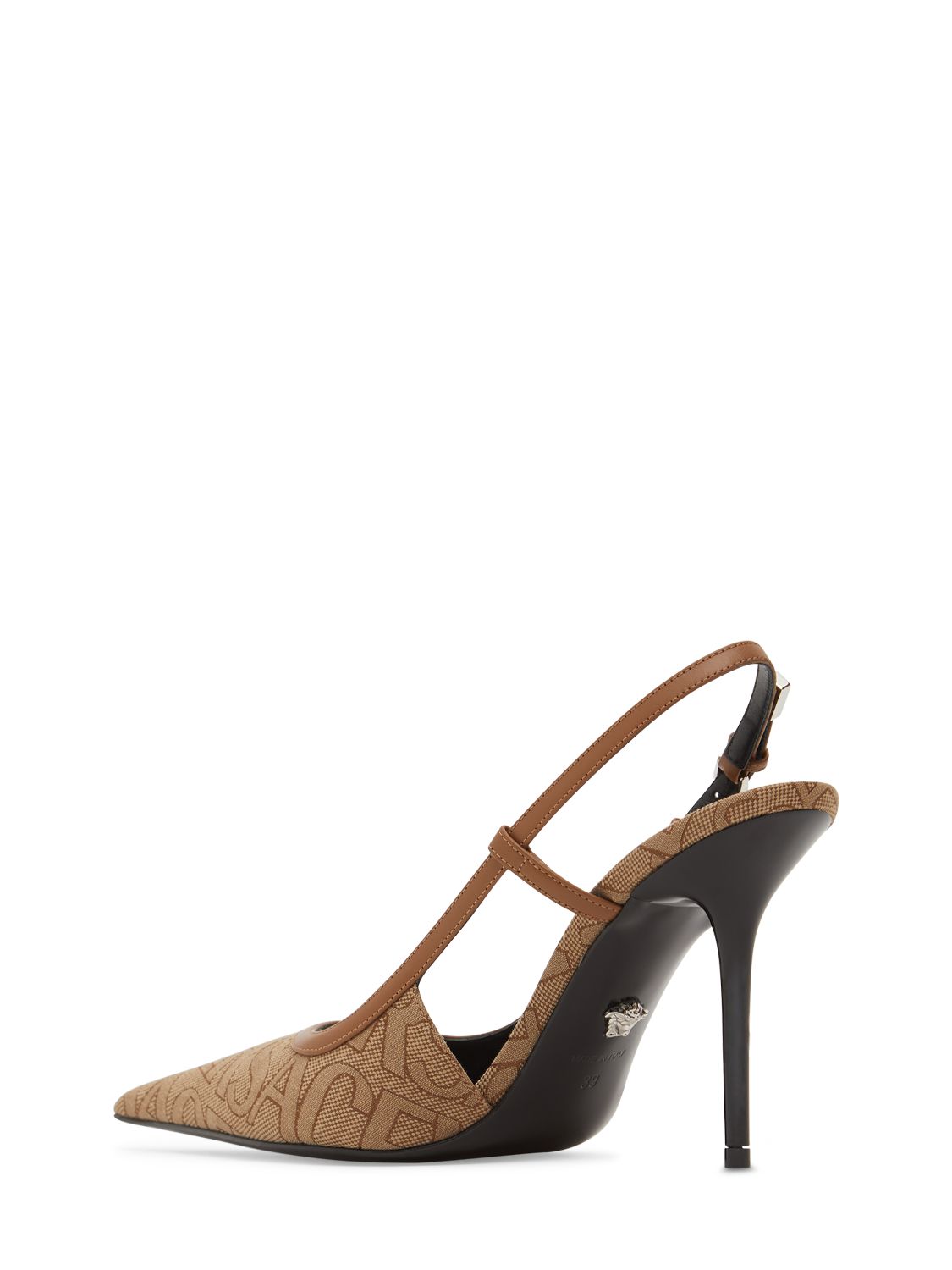 Versace 95mm Jacquard & leather slingback pumps