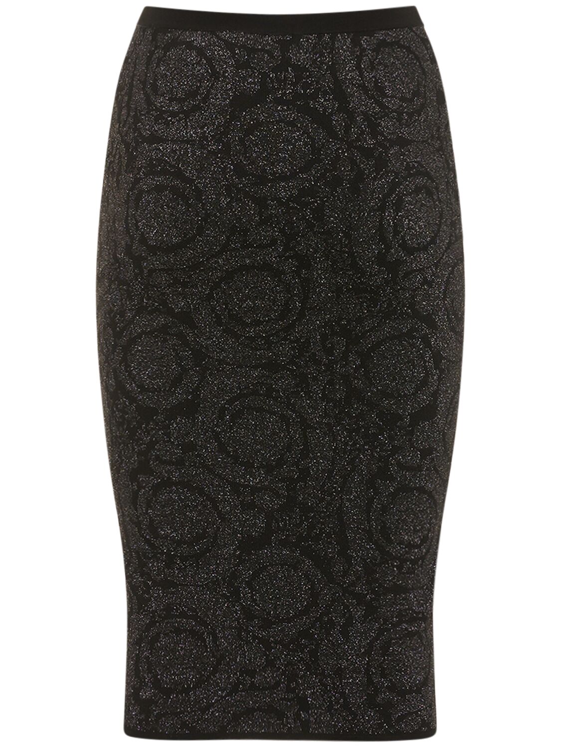 Versace Barocco lurex knit midi skirt