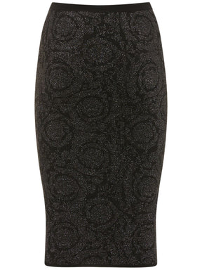 Versace Barocco lurex knit midi skirt