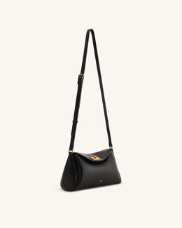 Greta Twist-Lock Crossbody Bag - Black