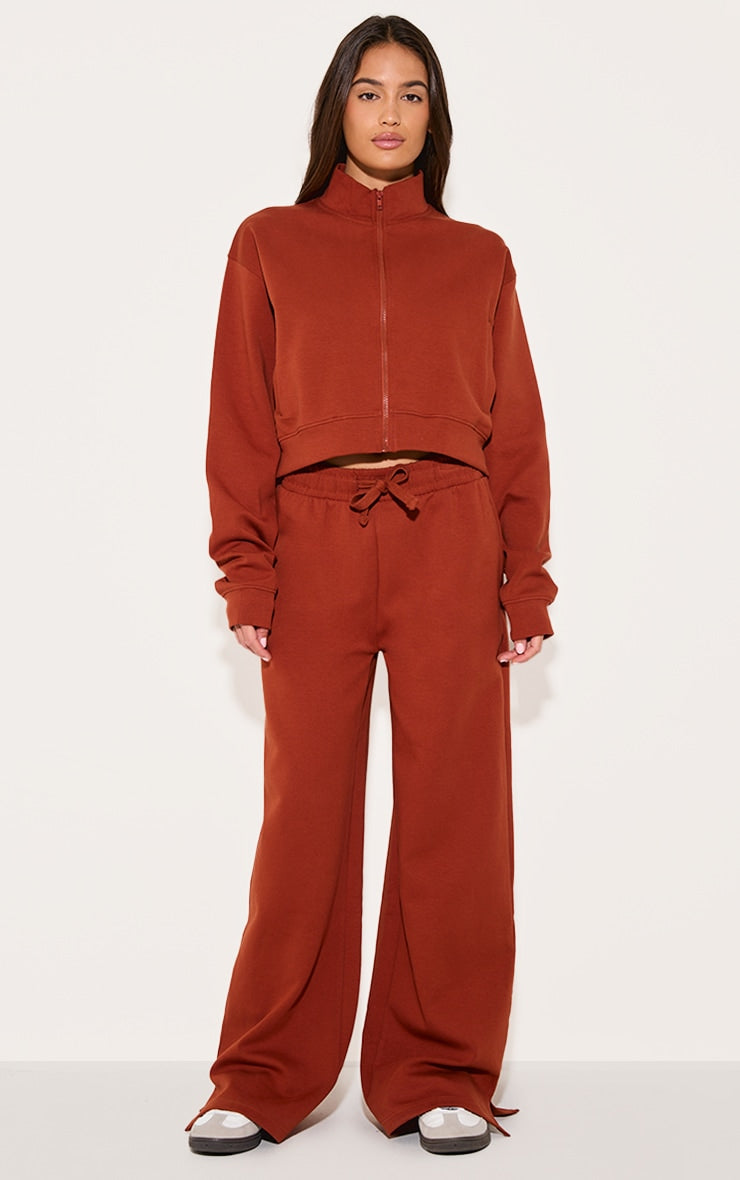 Ginger Interlock Wide Leg Split Hem Joggers