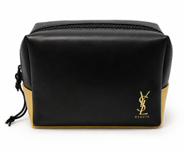 Yves Saint Lauren Beaute YSL black gold Makeup cosmetic Bag Pouch case clutch