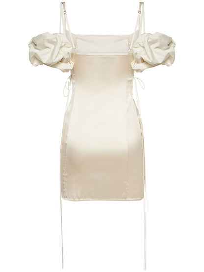 Jacquemus Jacquemus La Mini Robe Chouchou satin mini dress - Size: XXS Dresses | Shop From The Mirage
