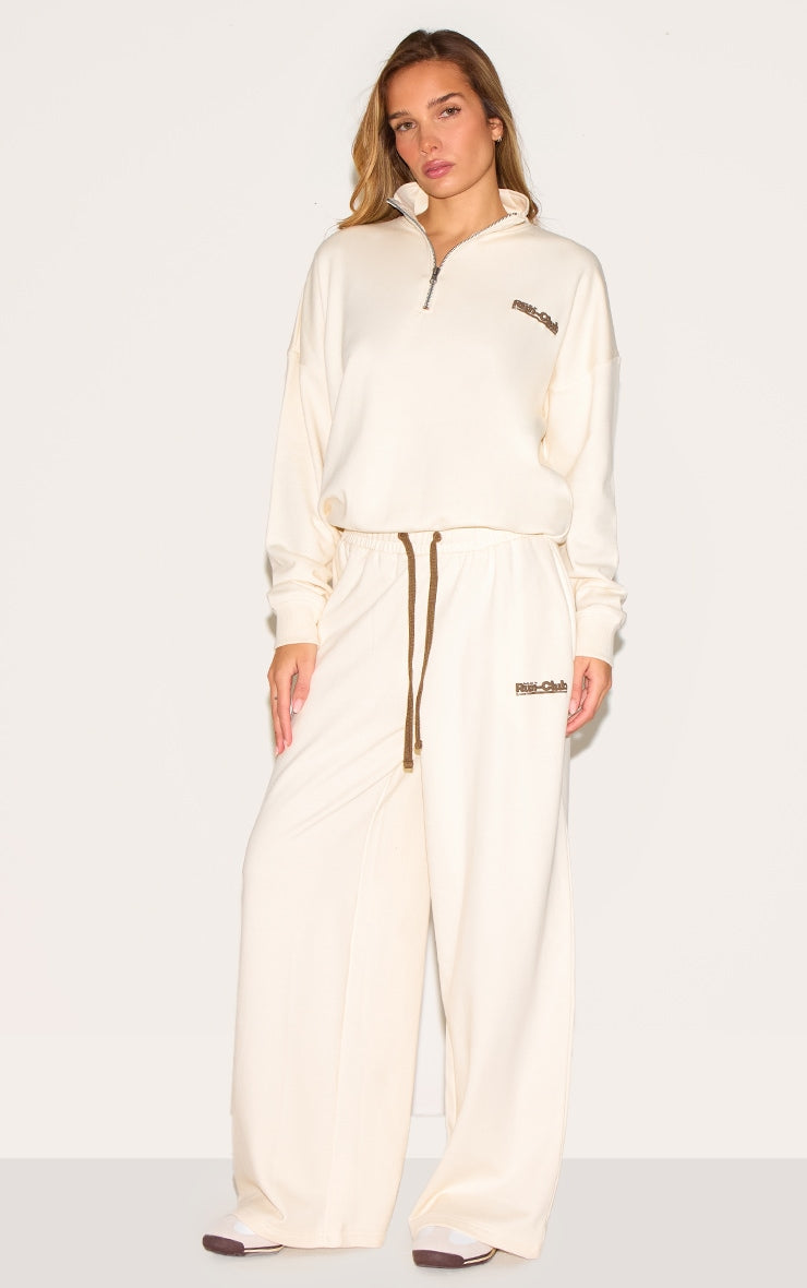 Cream Run Club Puff Print Wide Leg Joggers