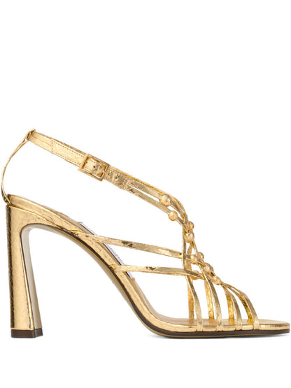 90mm leather heeled sandals