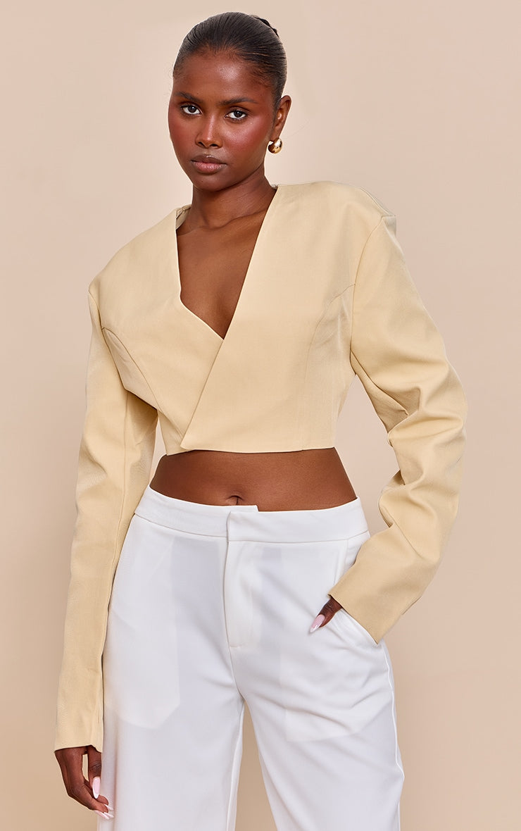 Butter Yellow Wrap Waist Tie Blazer