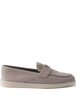 Triangle-logo suede loafers