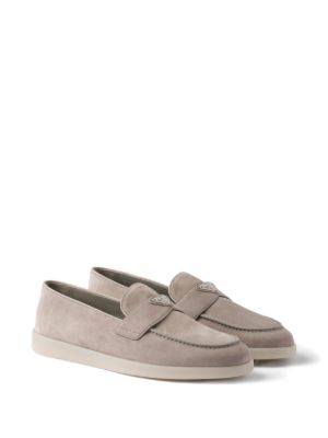 Triangle-logo suede loafers