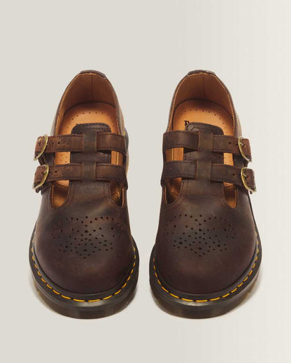 8065 Crazy Horse Leather Mary Jane Shoes — Dark Brown